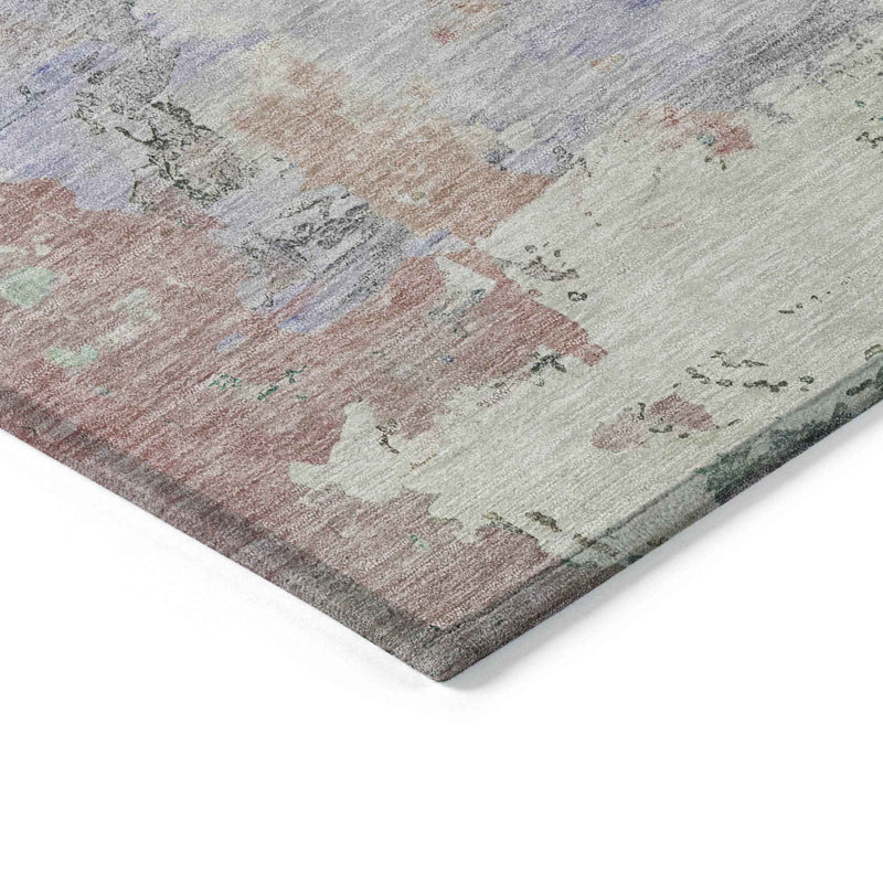 8' Purple Round Abstract Washable Indoor Outdoor Area Rug