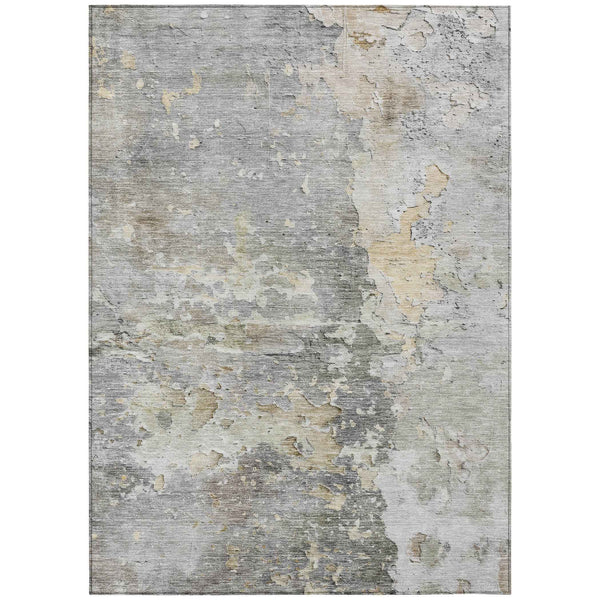 8' X 10' Gray Abstract Washable Indoor Outdoor Area Rug