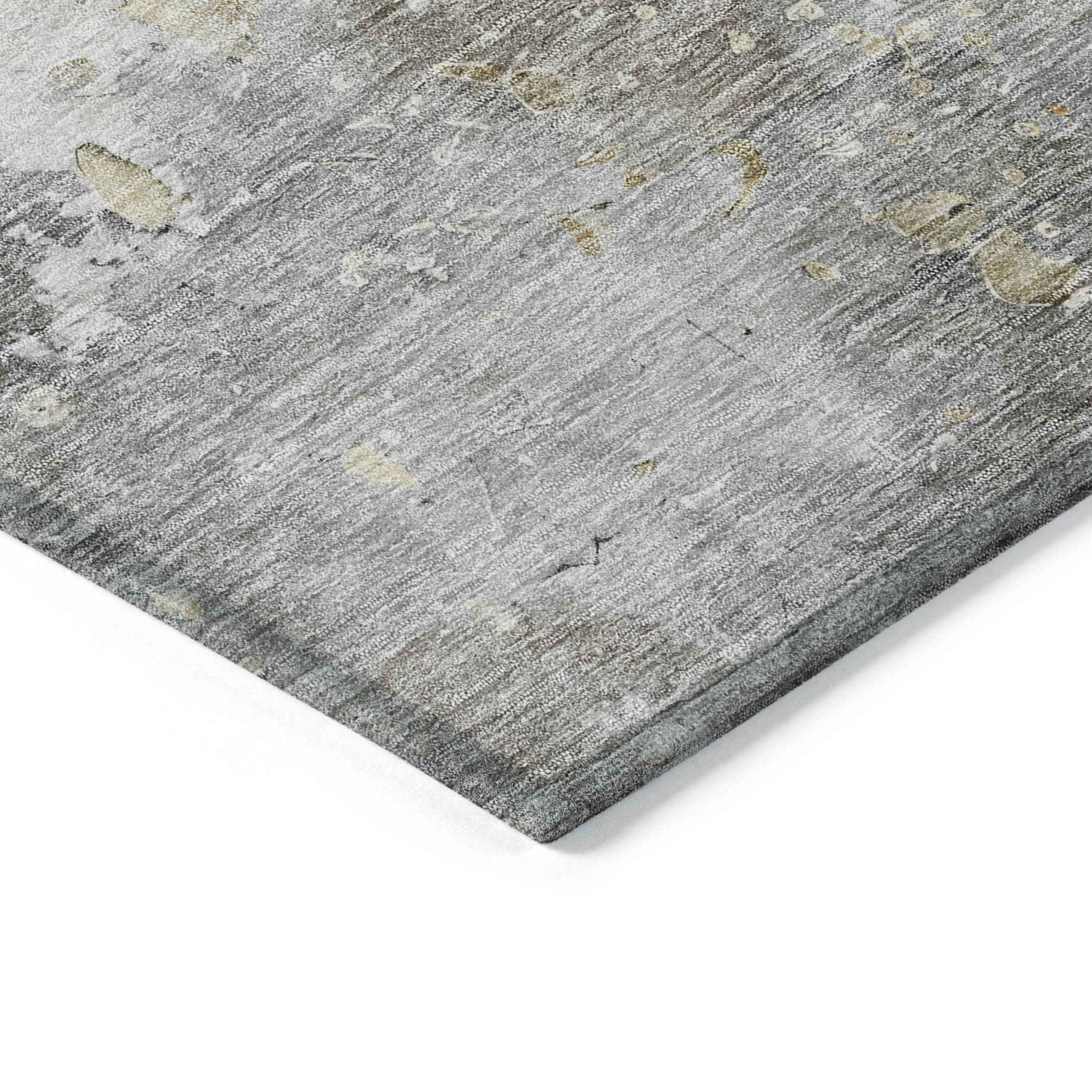 8' X 10' Gray Abstract Washable Indoor Outdoor Area Rug