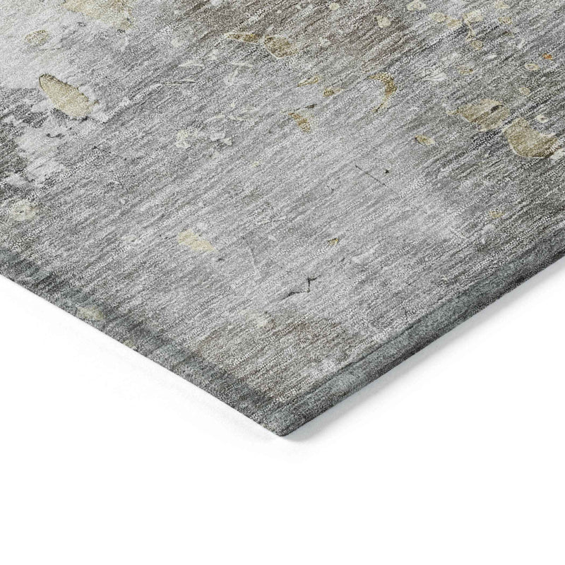 8' X 10' Gray Abstract Washable Indoor Outdoor Area Rug