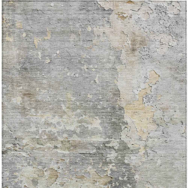 8' X 10' Gray Abstract Washable Indoor Outdoor Area Rug