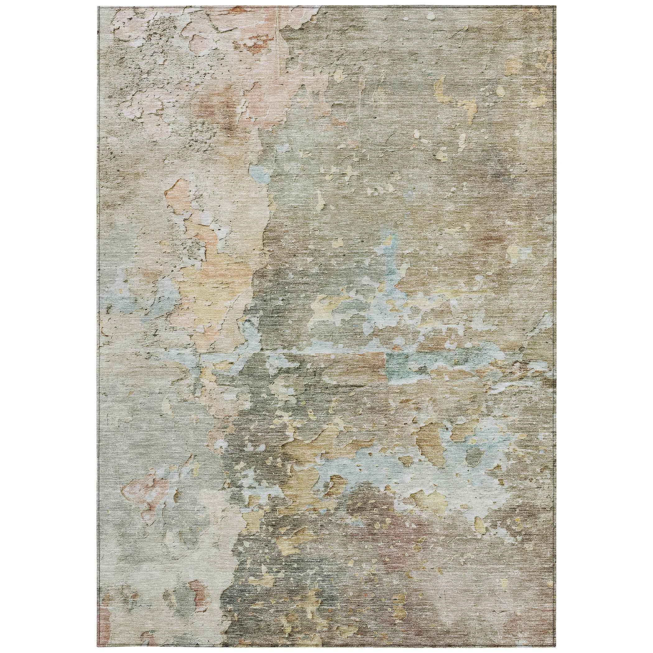 8' X 10' Brown Abstract Washable Indoor Outdoor Area Rug