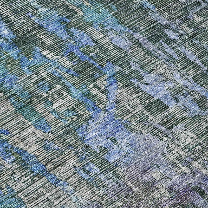 10' X 14' Fern Green Abstract Washable Indoor Outdoor Area Rug