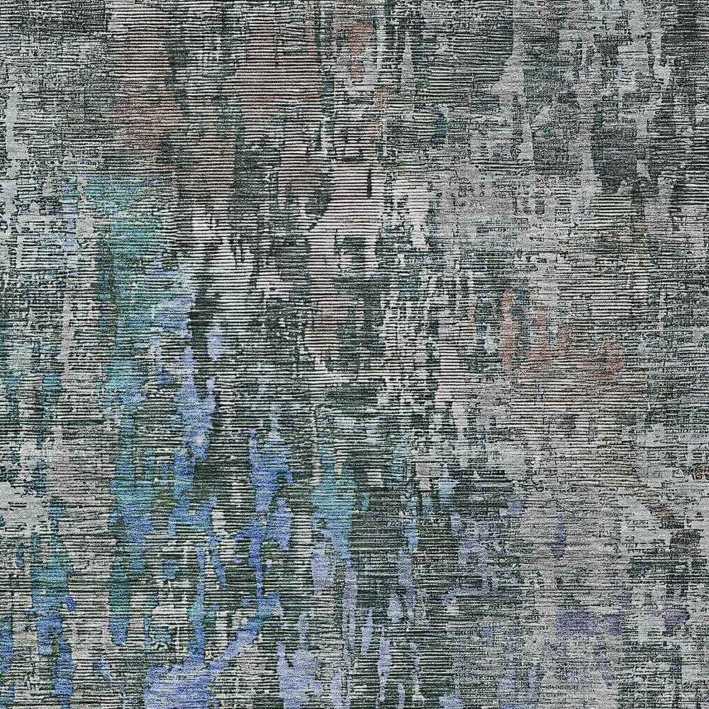 10' X 14' Fern Green Abstract Washable Indoor Outdoor Area Rug