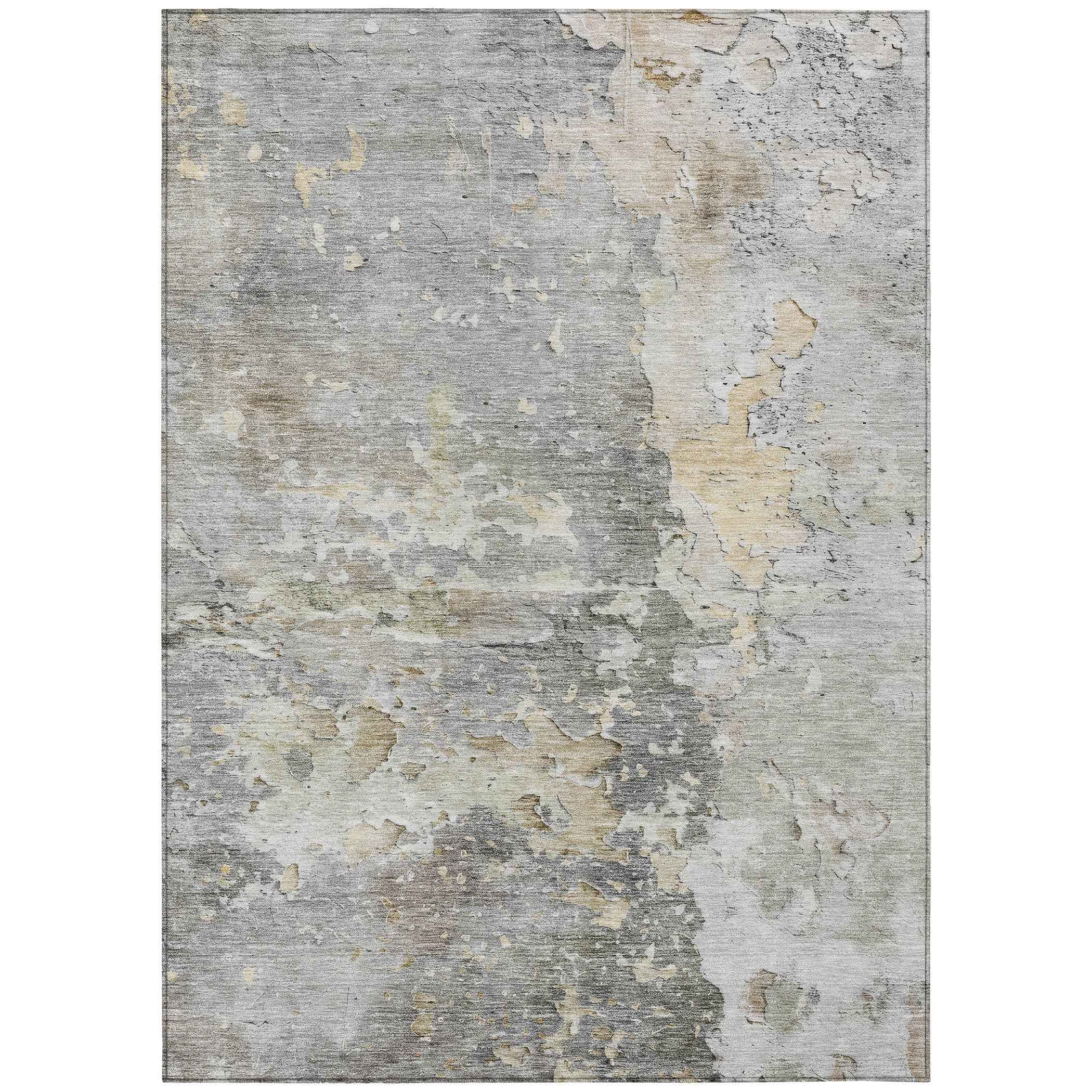 10' X 14' Gray Abstract Washable Indoor Outdoor Area Rug