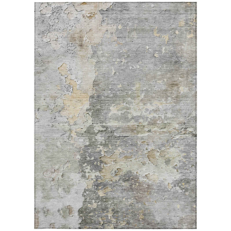 10' X 14' Gray Abstract Washable Indoor Outdoor Area Rug