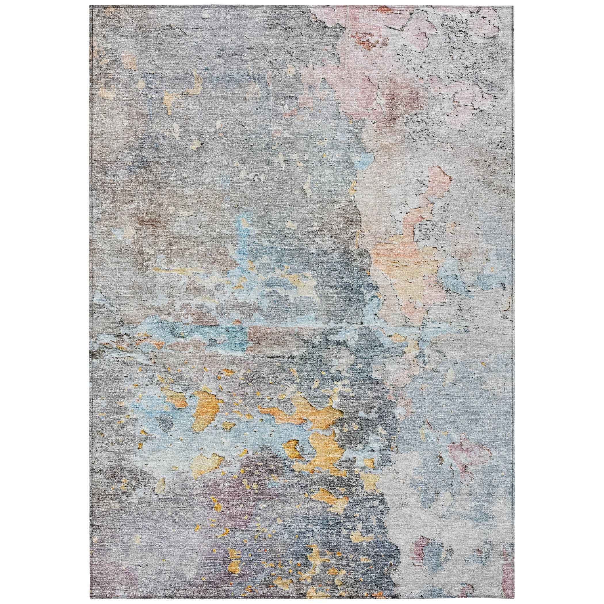 8' X 10' Granite Gray Abstract Washable Indoor Outdoor Area Rug