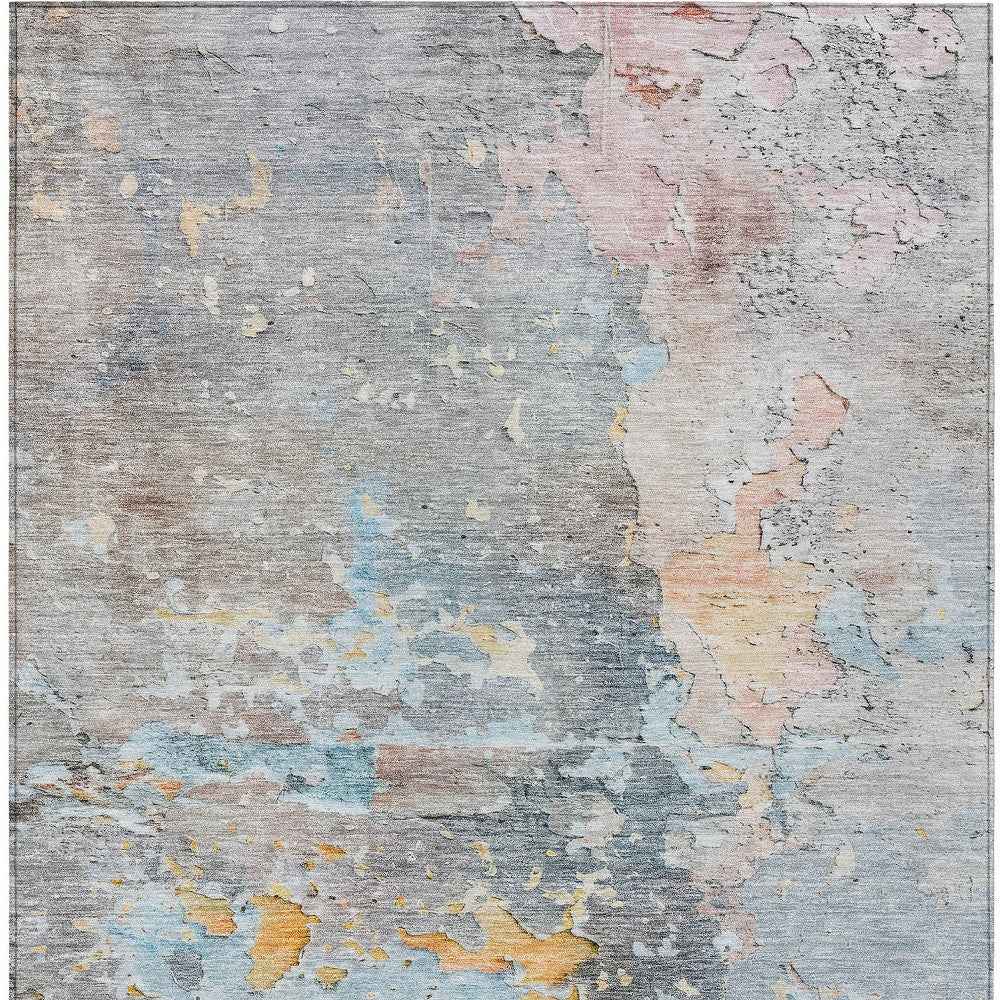 8' X 10' Granite Gray Abstract Washable Indoor Outdoor Area Rug