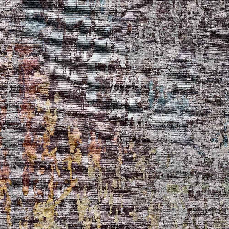 3' X 5' Pewter Abstract Washable Indoor Outdoor Area Rug