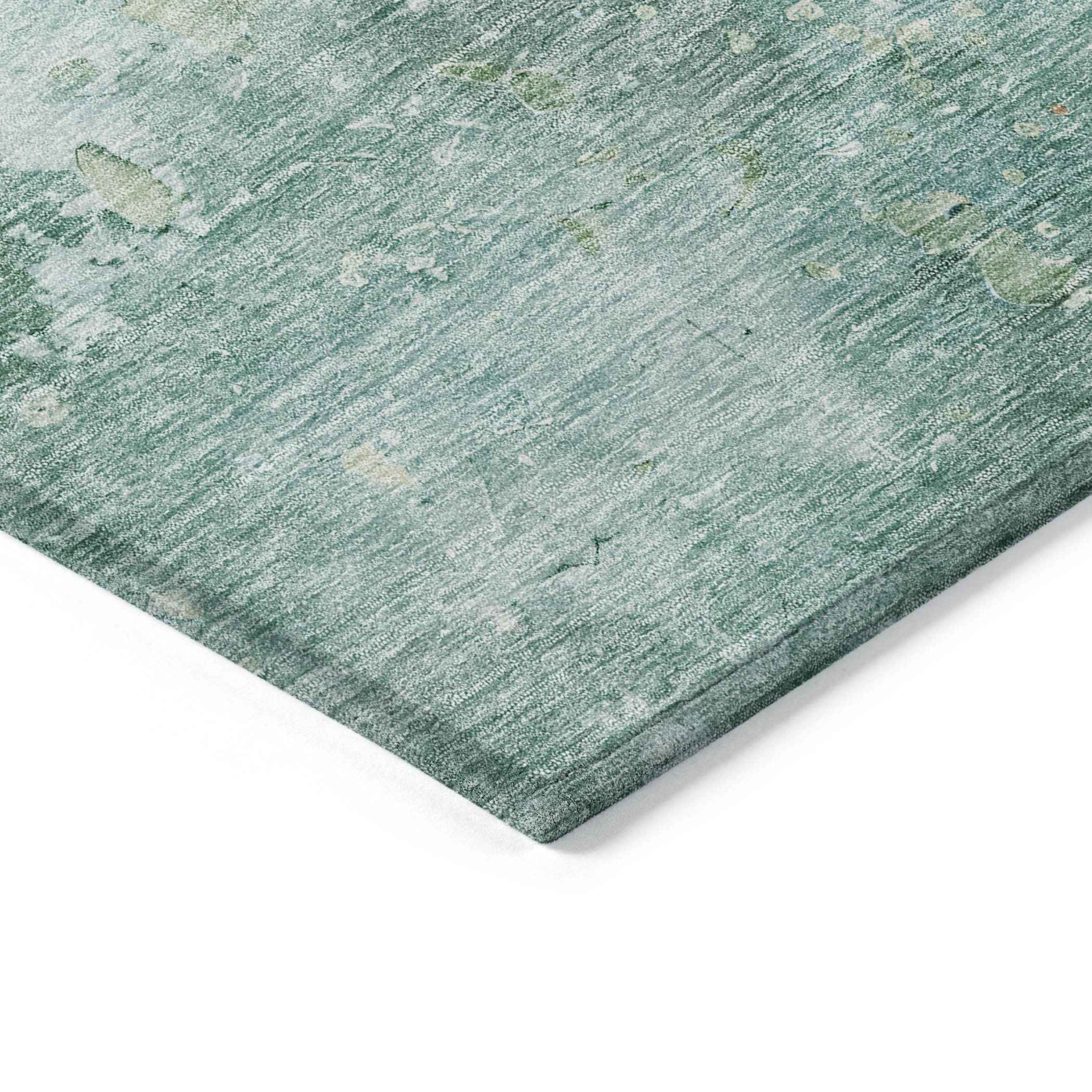 8' X 10' Emerald Abstract Washable Indoor Outdoor Area Rug