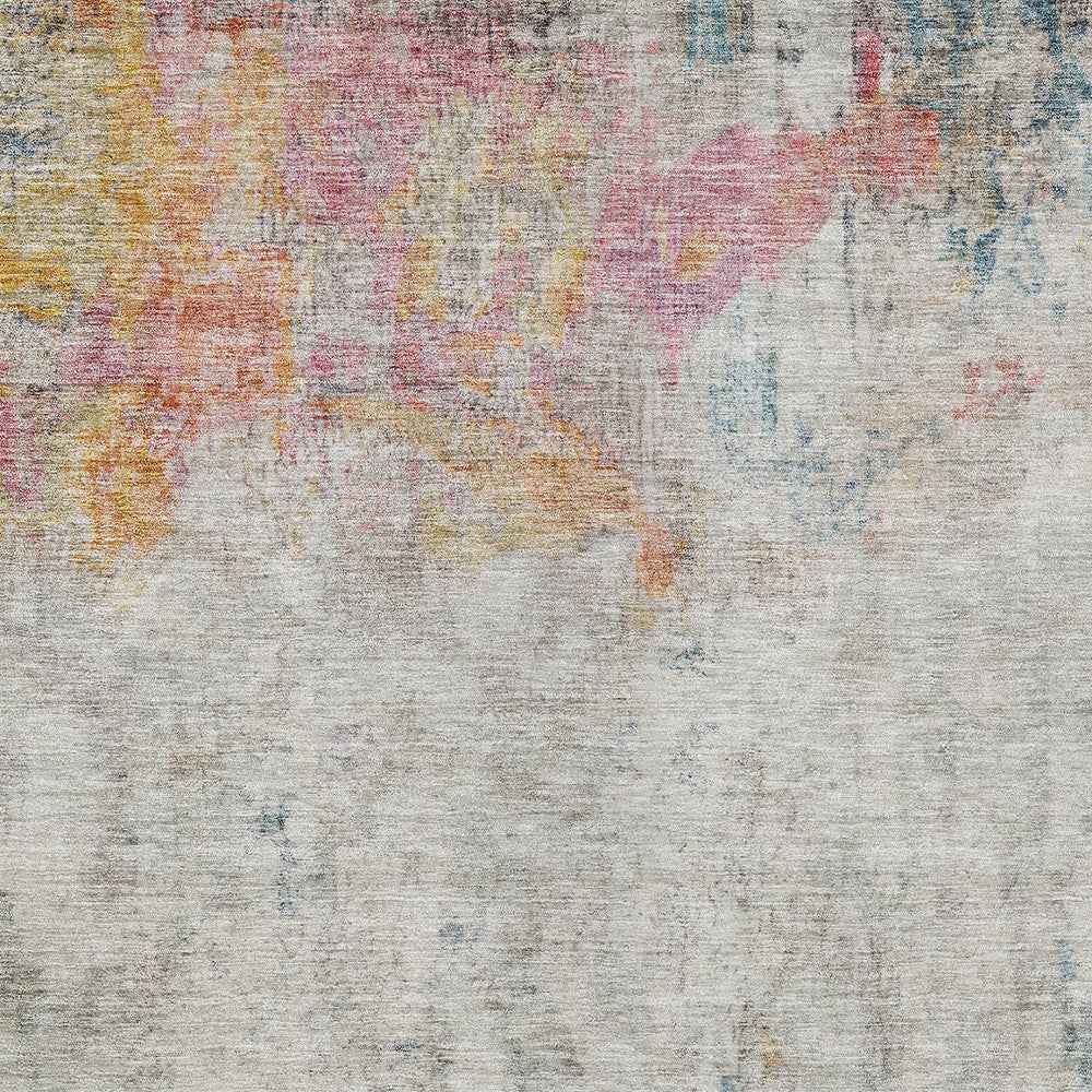 3' X 5' Teal Blue Abstract Washable Indoor Outdoor Area Rug