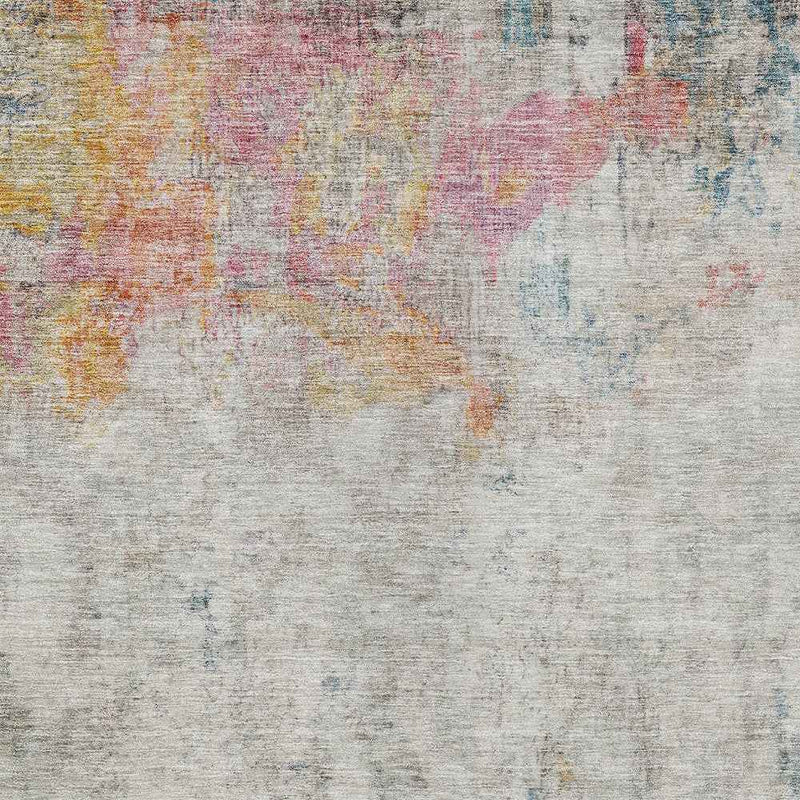 3' X 5' Teal Blue Abstract Washable Indoor Outdoor Area Rug