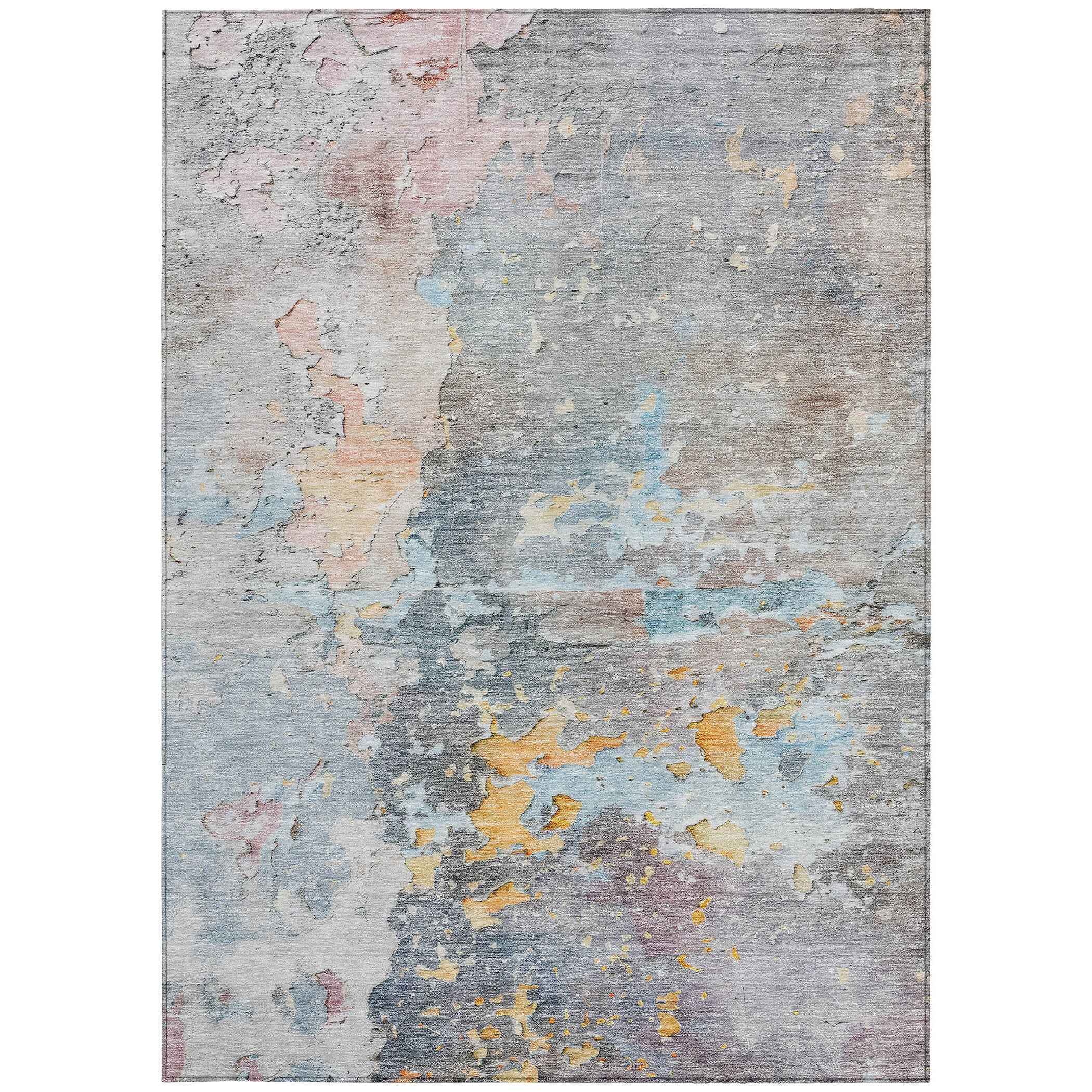 10' X 14' Granite Gray Abstract Washable Indoor Outdoor Area Rug