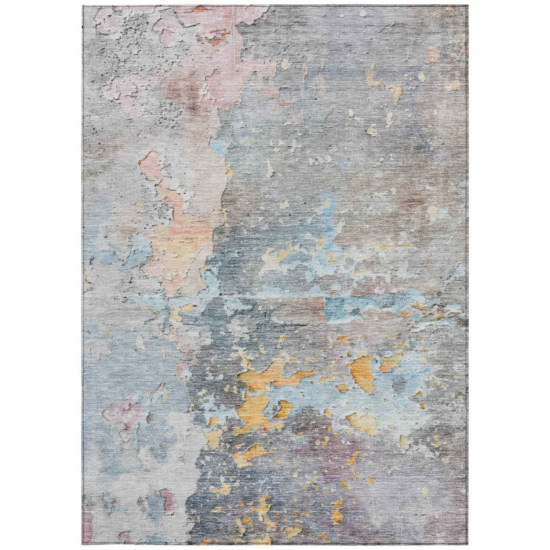 10' X 14' Granite Gray Abstract Washable Indoor Outdoor Area Rug