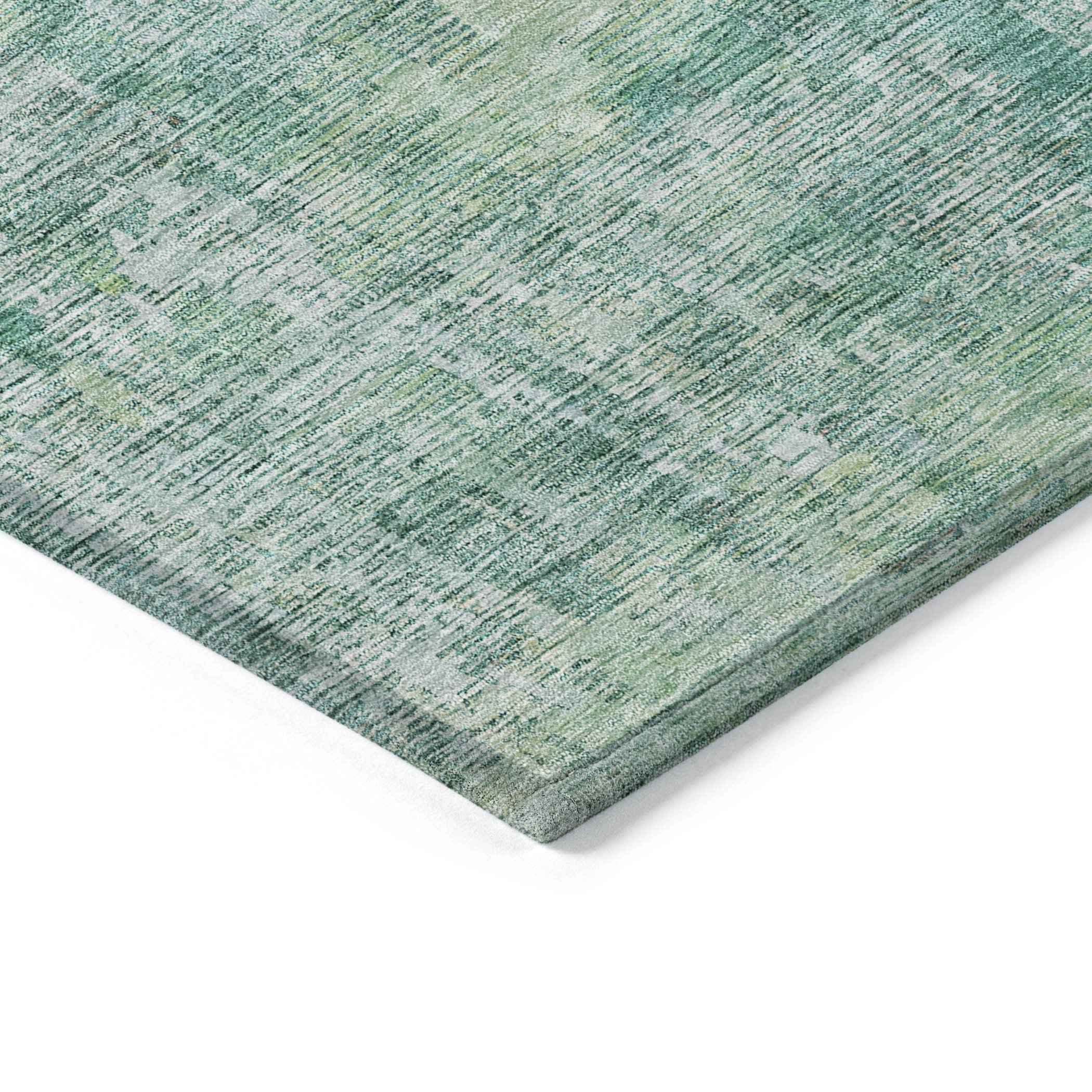 8' X 10' Teal Blue Abstract Washable Indoor Outdoor Area Rug
