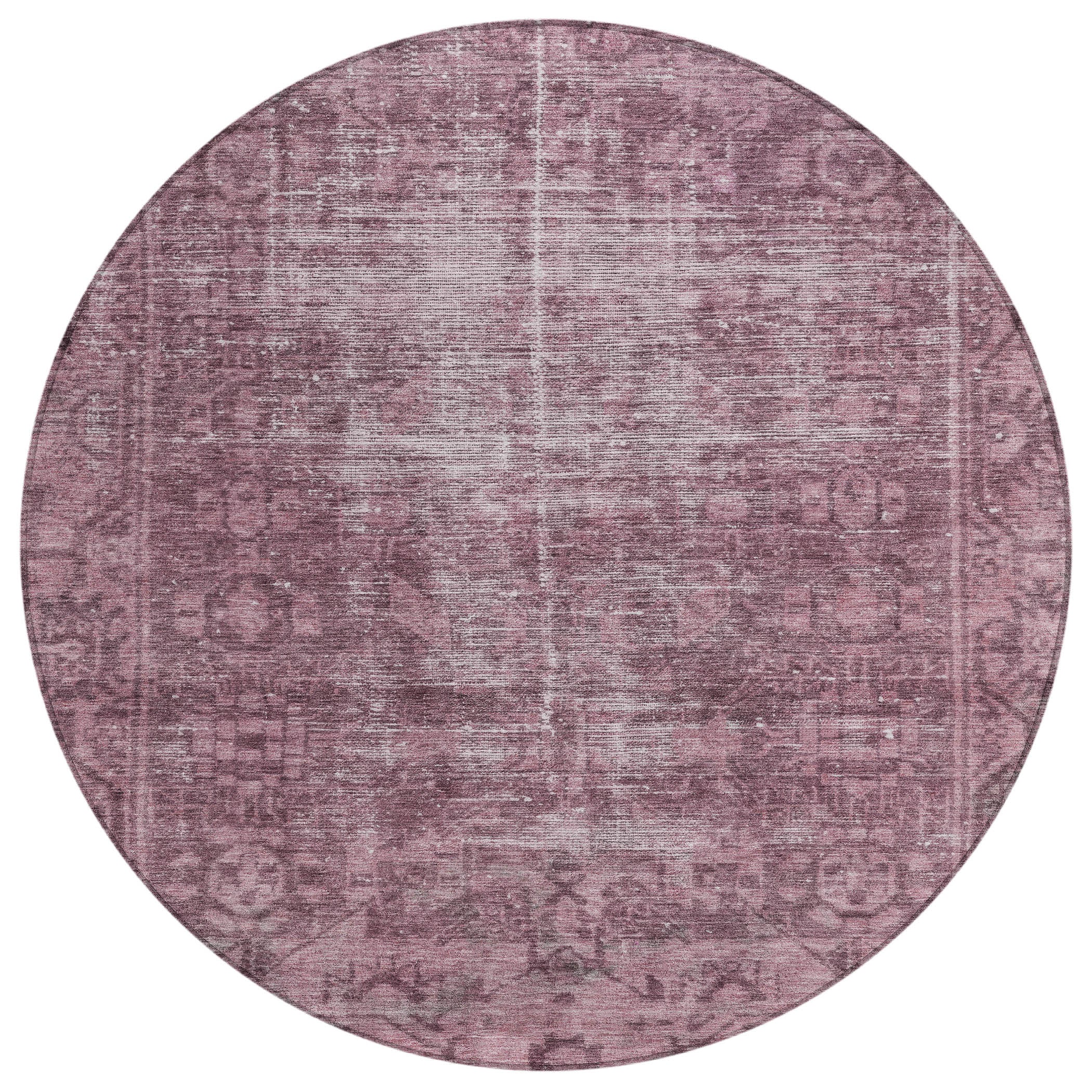 8' Merlot Round Oriental Washable Indoor Outdoor Area Rug - Sports & Outdoor