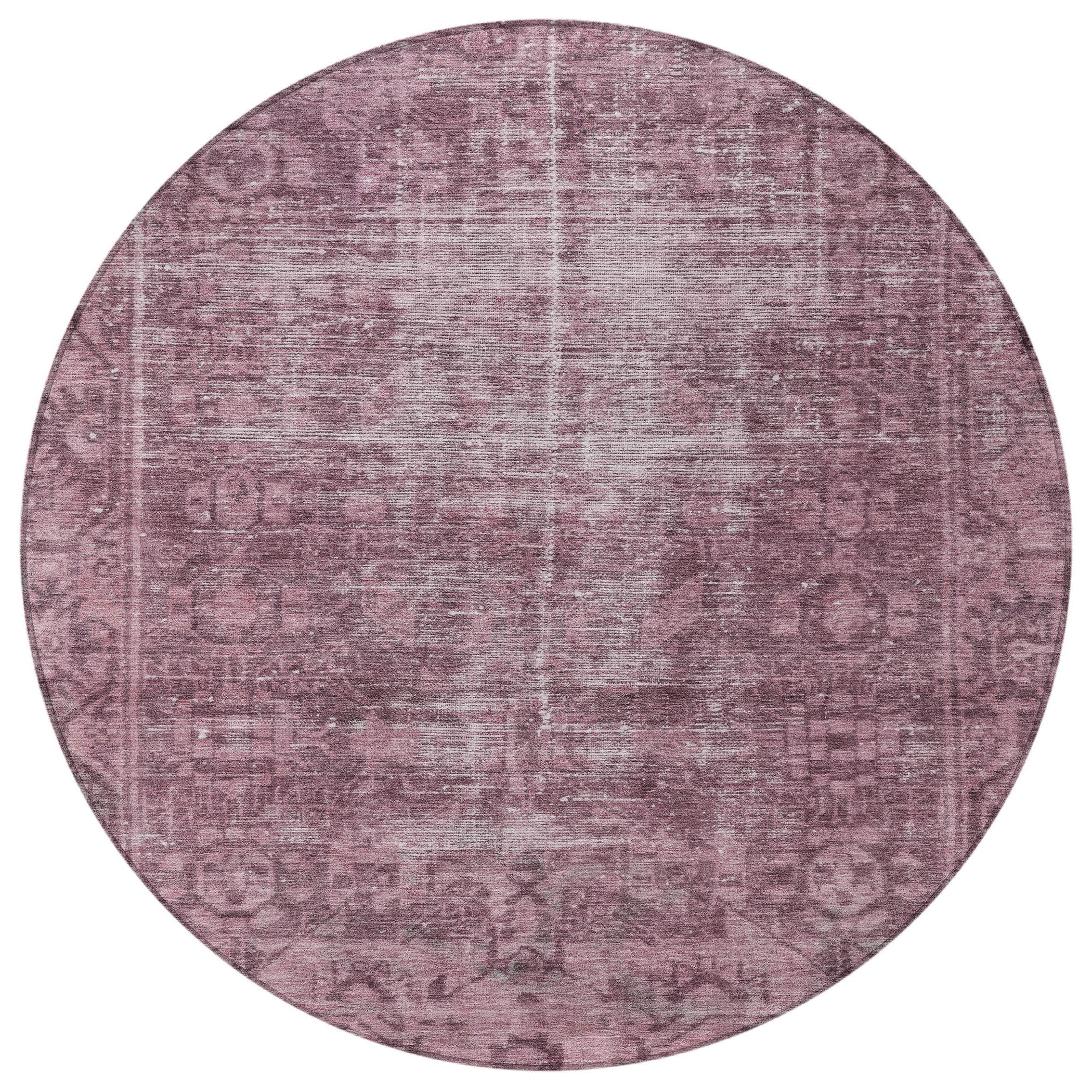 8' Merlot Round Oriental Washable Indoor Outdoor Area Rug - Sports & Outdoor
