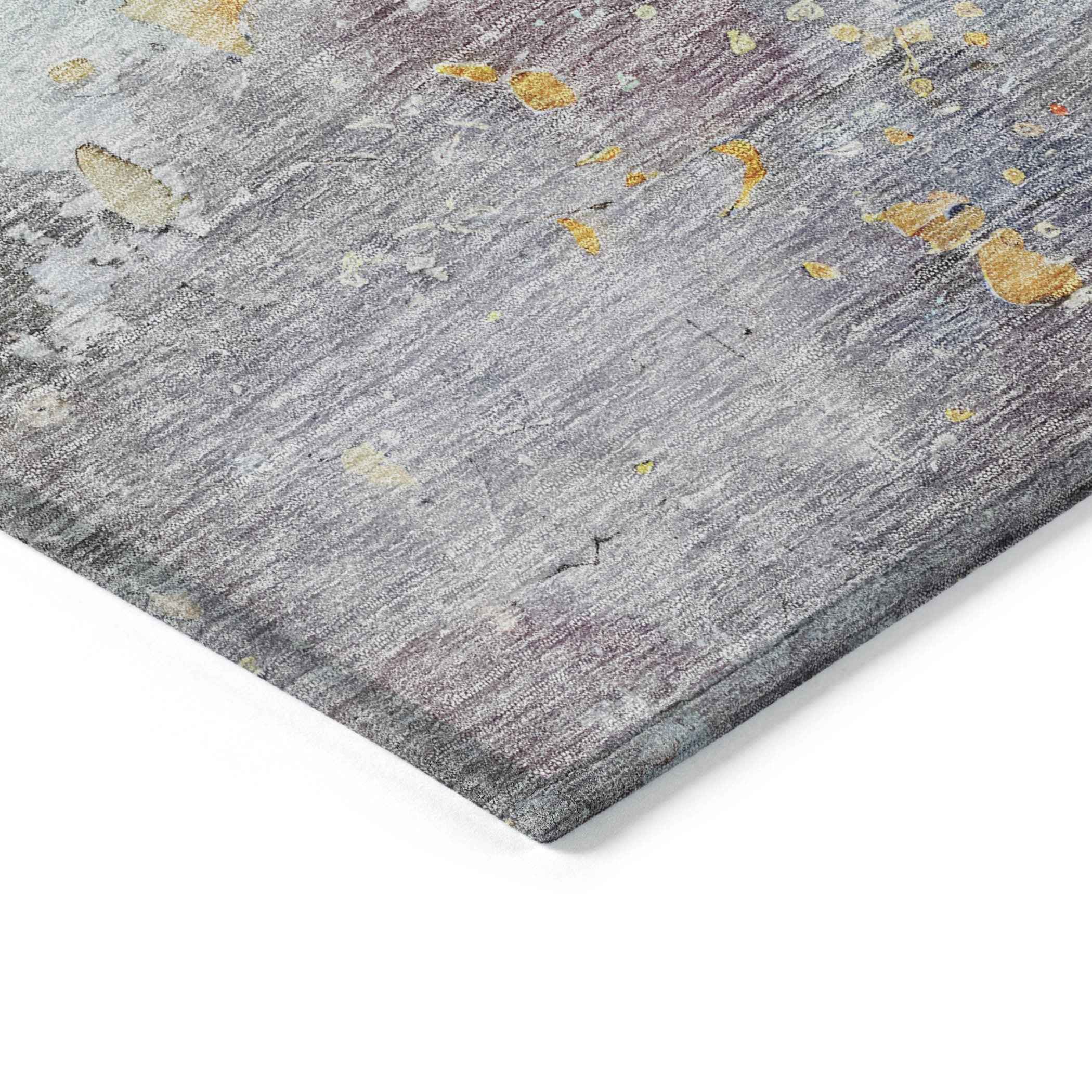 5' X 8' Granite Gray Abstract Washable Indoor Outdoor Area Rug