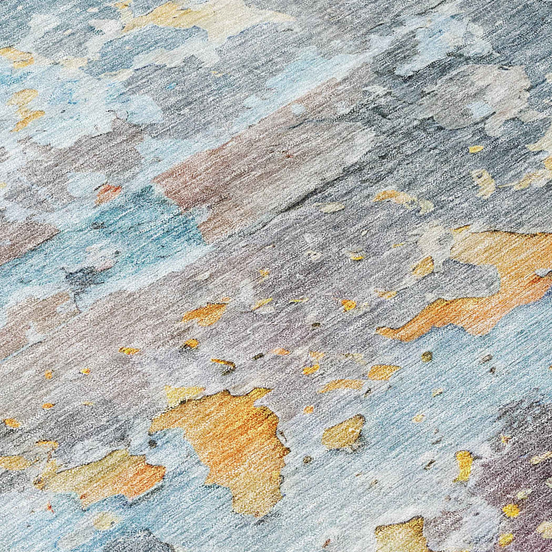 5' X 8' Granite Gray Abstract Washable Indoor Outdoor Area Rug