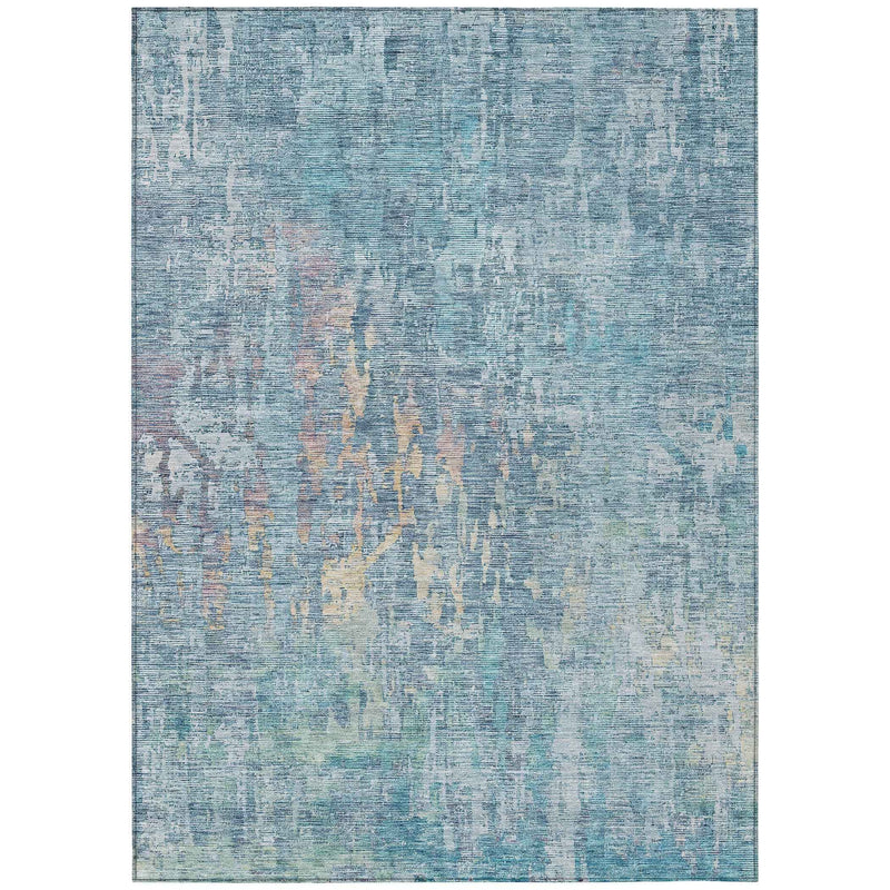 8' X 10' Blue Abstract Washable Indoor Outdoor Area Rug
