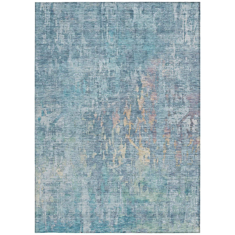8' X 10' Blue Abstract Washable Indoor Outdoor Area Rug