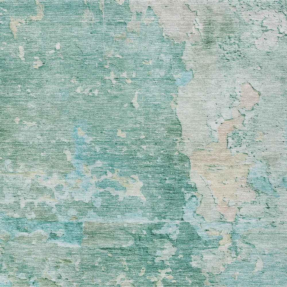 5' X 8' Emerald Abstract Washable Indoor Outdoor Area Rug