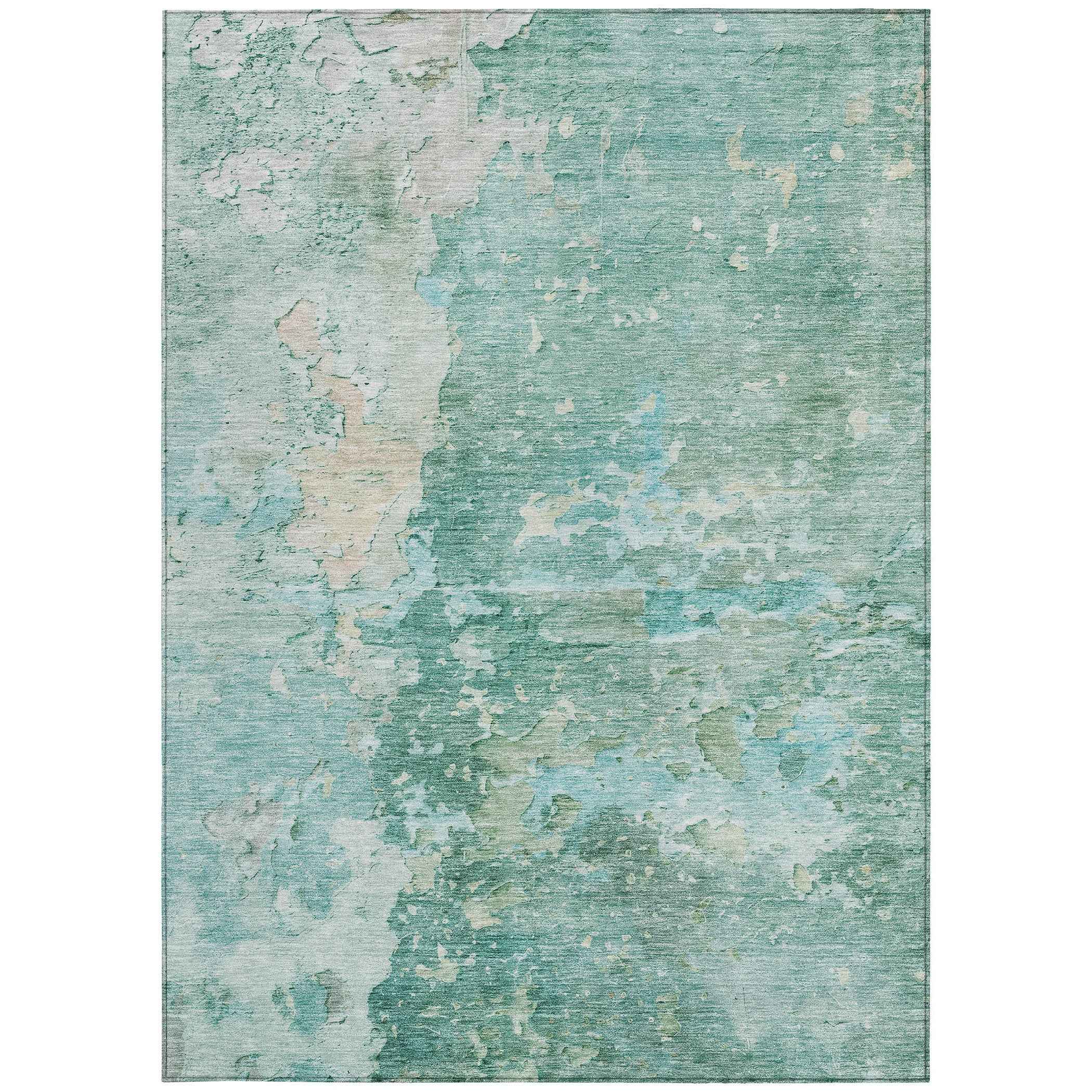10' X 14' Emerald Abstract Washable Indoor Outdoor Area Rug