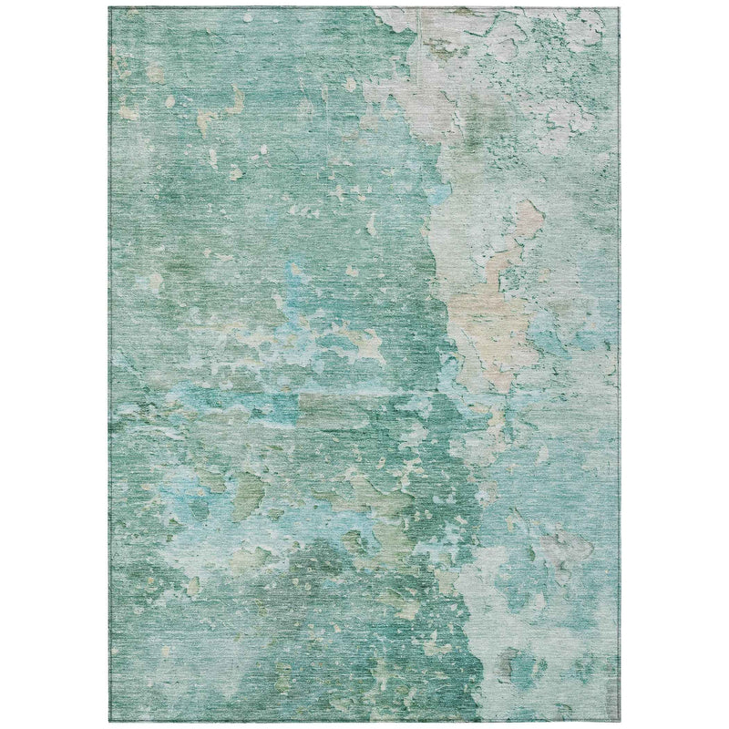 10' X 14' Emerald Abstract Washable Indoor Outdoor Area Rug