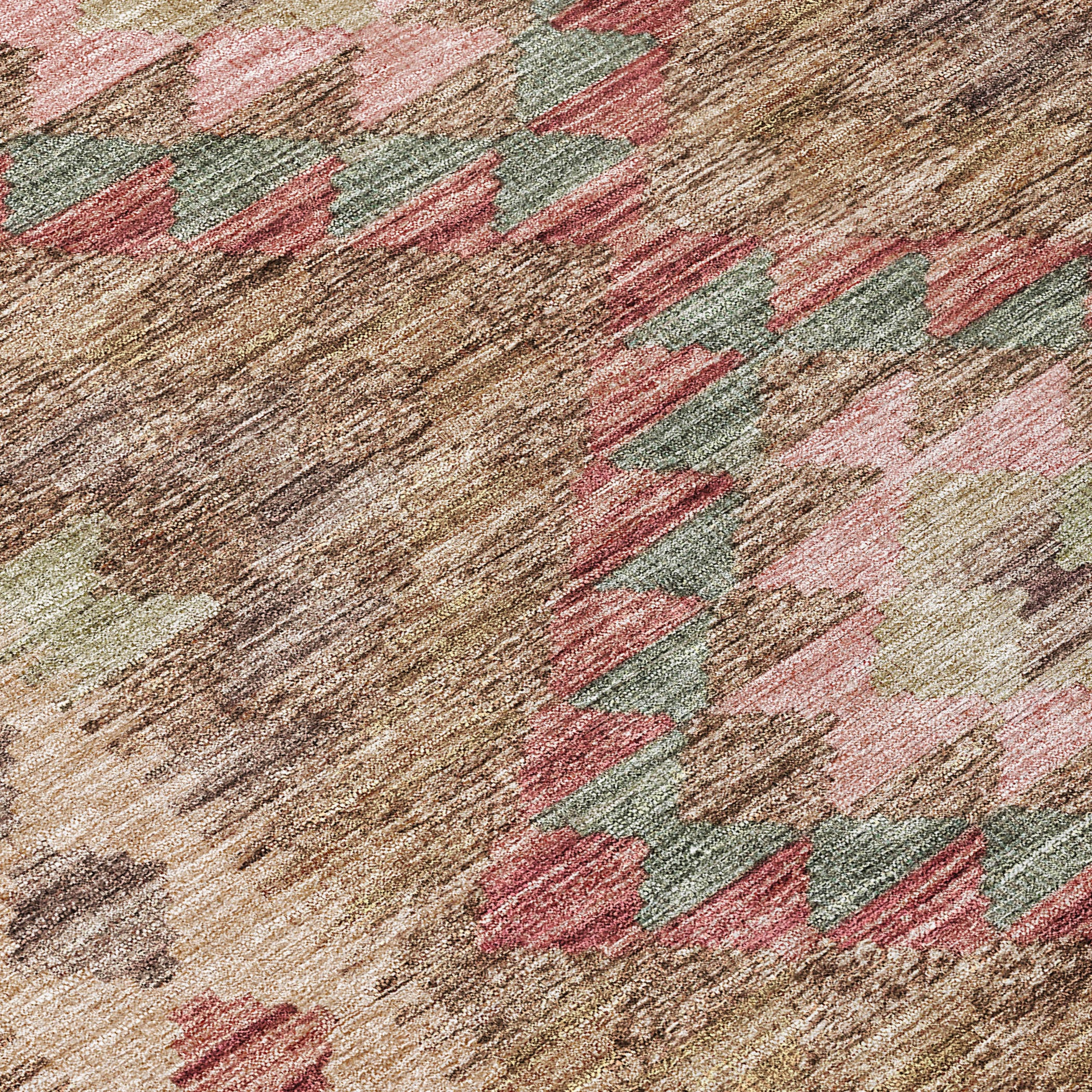 5' X 8' Brown Geometric Washable Indoor Outdoor Area Rug - Sports & Outdoor