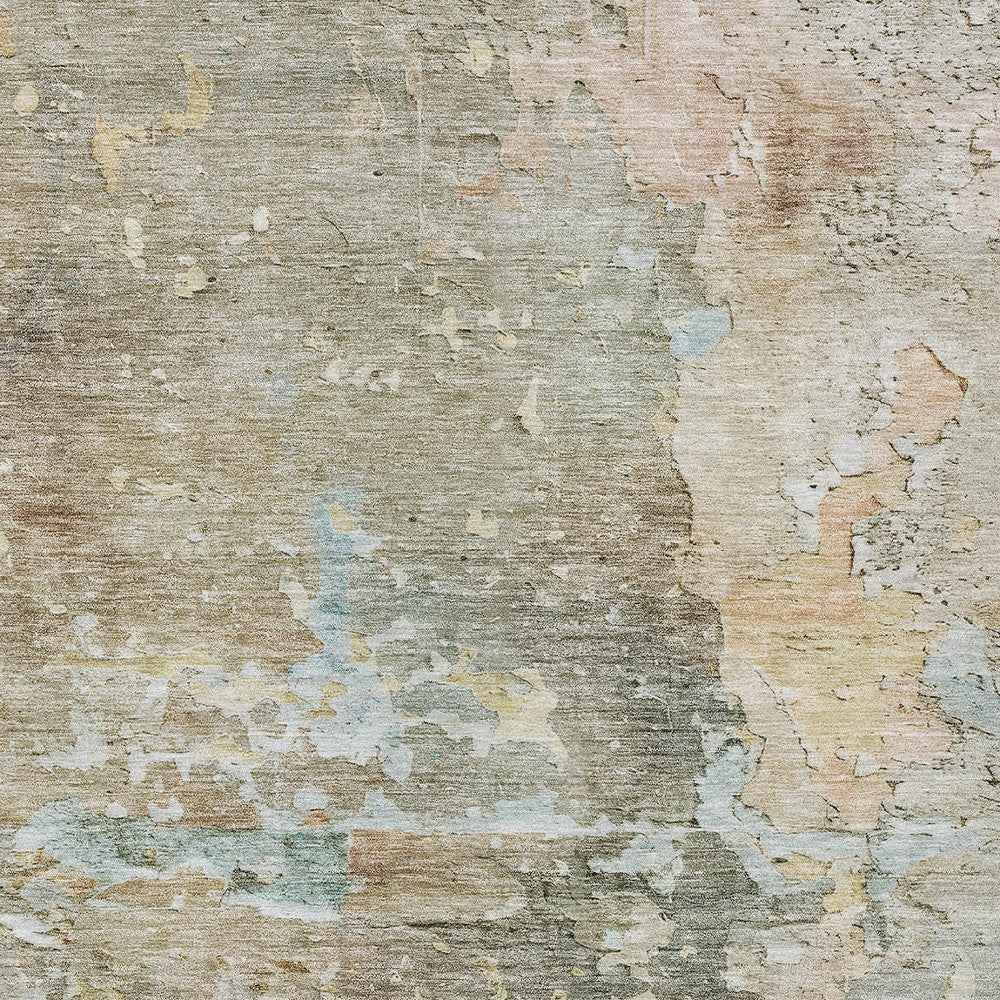 3' X 5' Brown Abstract Washable Indoor Outdoor Area Rug