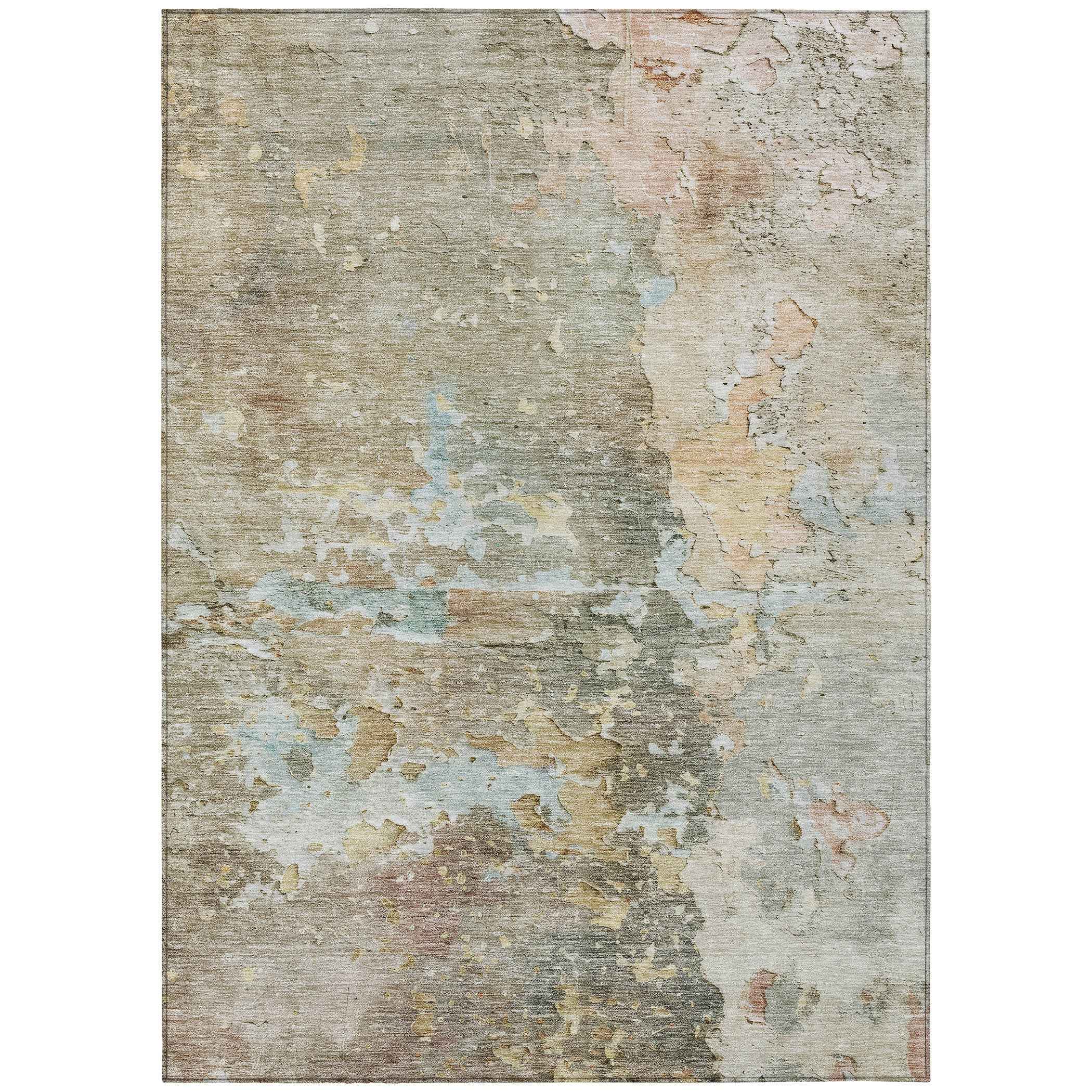 10' X 14' Brown Abstract Washable Indoor Outdoor Area Rug