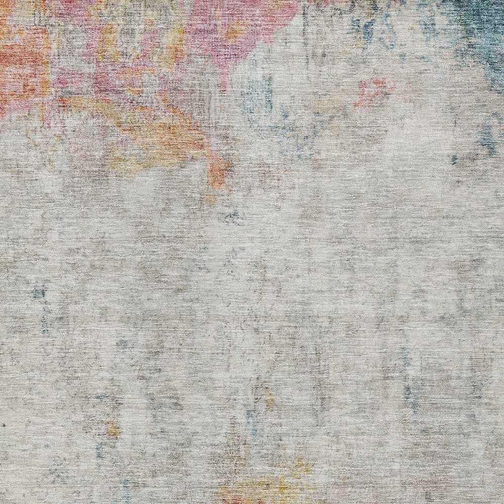 10' X 14' Teal Blue Abstract Washable Indoor Outdoor Area Rug