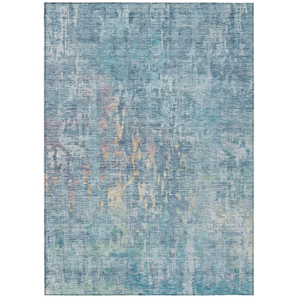 5' X 8' Blue Abstract Washable Indoor Outdoor Area Rug