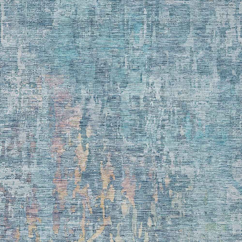 5' X 8' Blue Abstract Washable Indoor Outdoor Area Rug