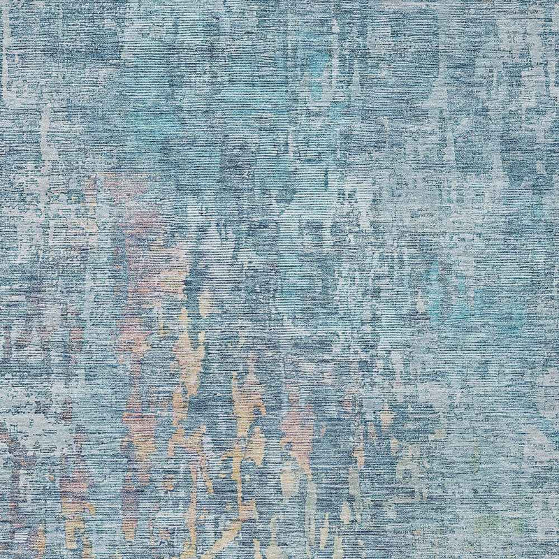 5' X 8' Blue Abstract Washable Indoor Outdoor Area Rug