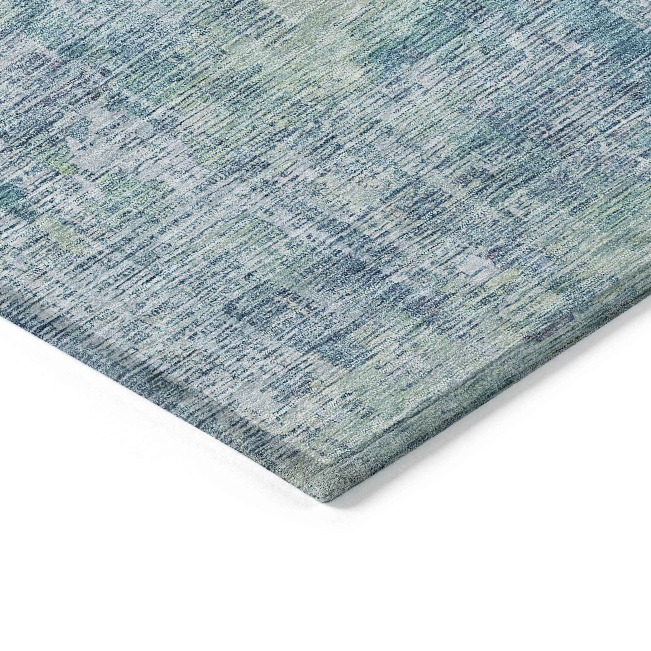5' X 8' Blue Abstract Washable Indoor Outdoor Area Rug