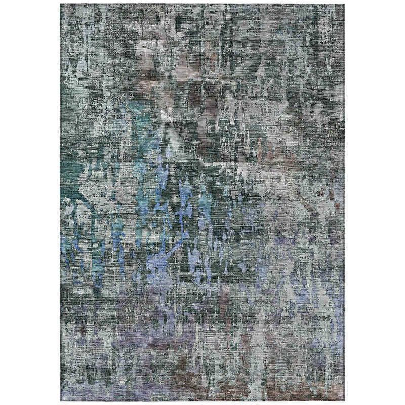 3' X 5' Fern Green Abstract Washable Indoor Outdoor Area Rug