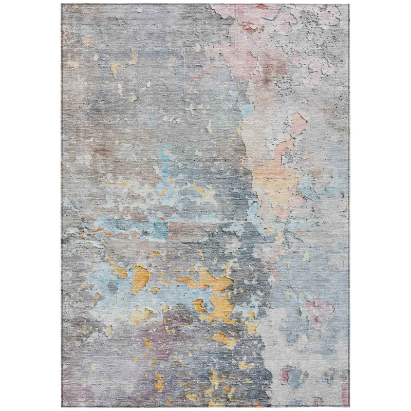 9' X 12' Granite Gray Abstract Washable Indoor Outdoor Area Rug