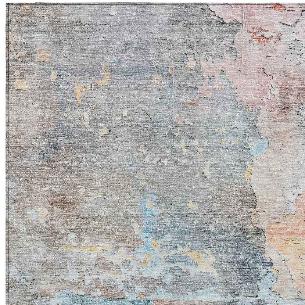 9' X 12' Granite Gray Abstract Washable Indoor Outdoor Area Rug