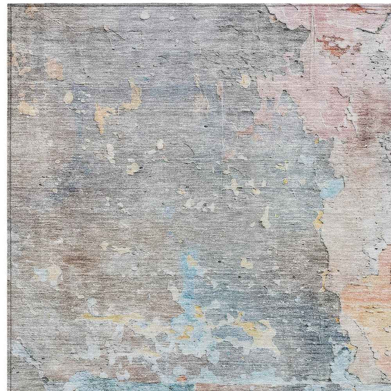 9' X 12' Granite Gray Abstract Washable Indoor Outdoor Area Rug