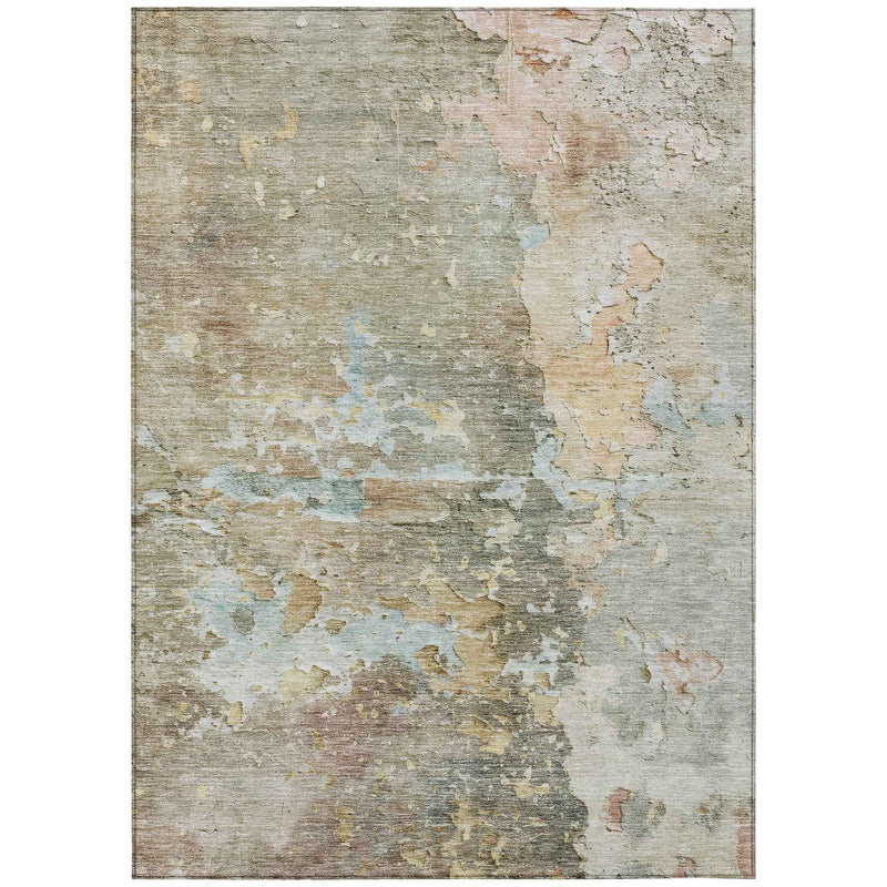 9' X 12' Brown Abstract Washable Indoor Outdoor Area Rug