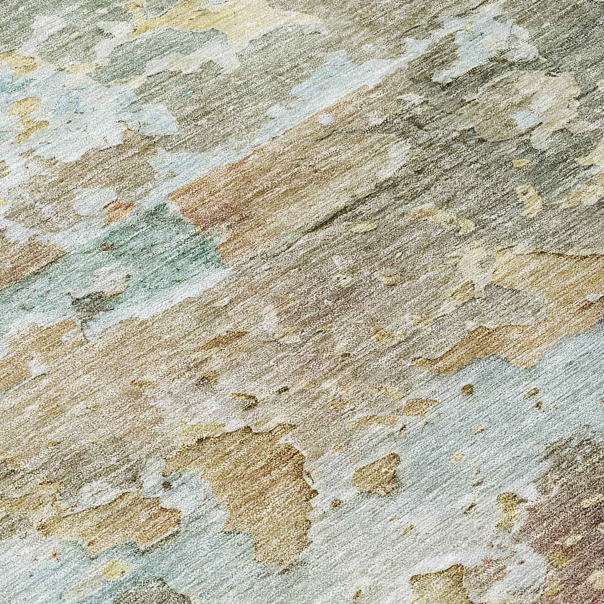 9' X 12' Brown Abstract Washable Indoor Outdoor Area Rug