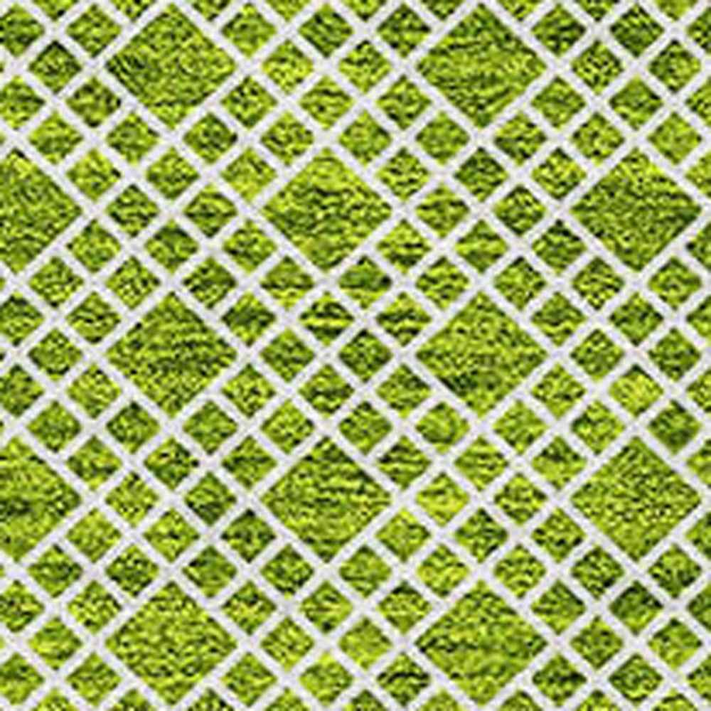 9' X 12' Lime Green And Ivory Chevron Washable Indoor Outdoor Area Rug