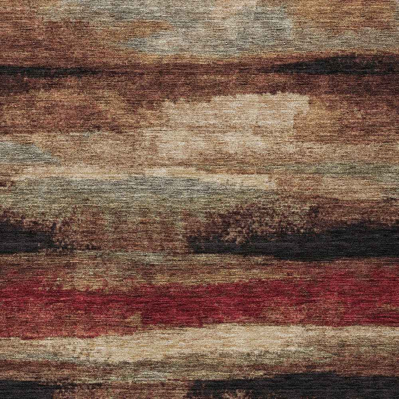 9' X 12' Brown Beige And Burgundy Abstract Washable Indoor Outdoor Area Rug