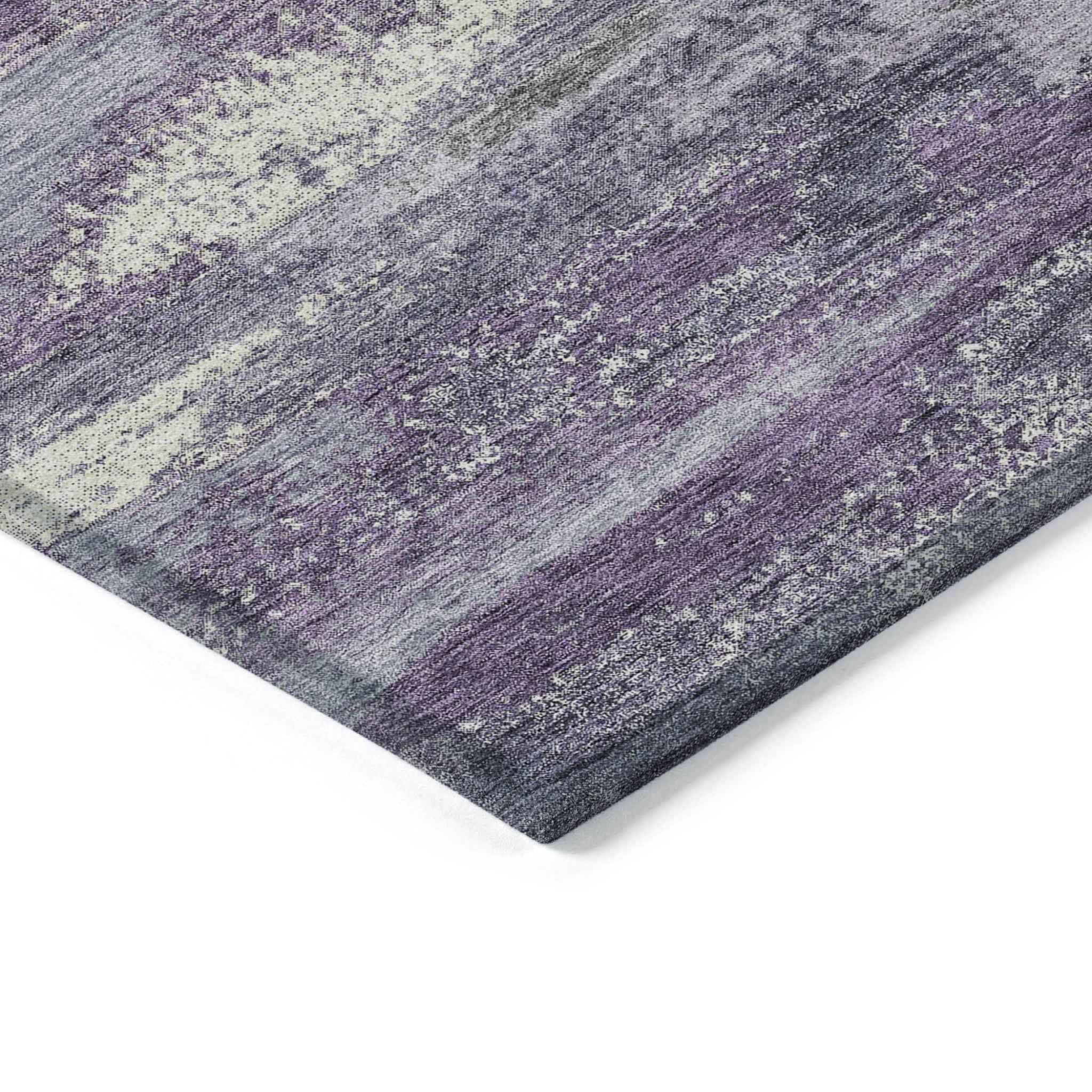 10' X 14' Purple And Lavender Abstract Washable Indoor Outdoor Area Rug