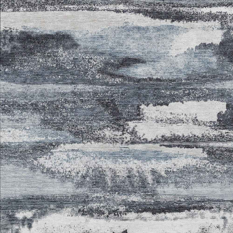 10' X 14' Gray And Silver Abstract Washable Indoor Outdoor Area Rug