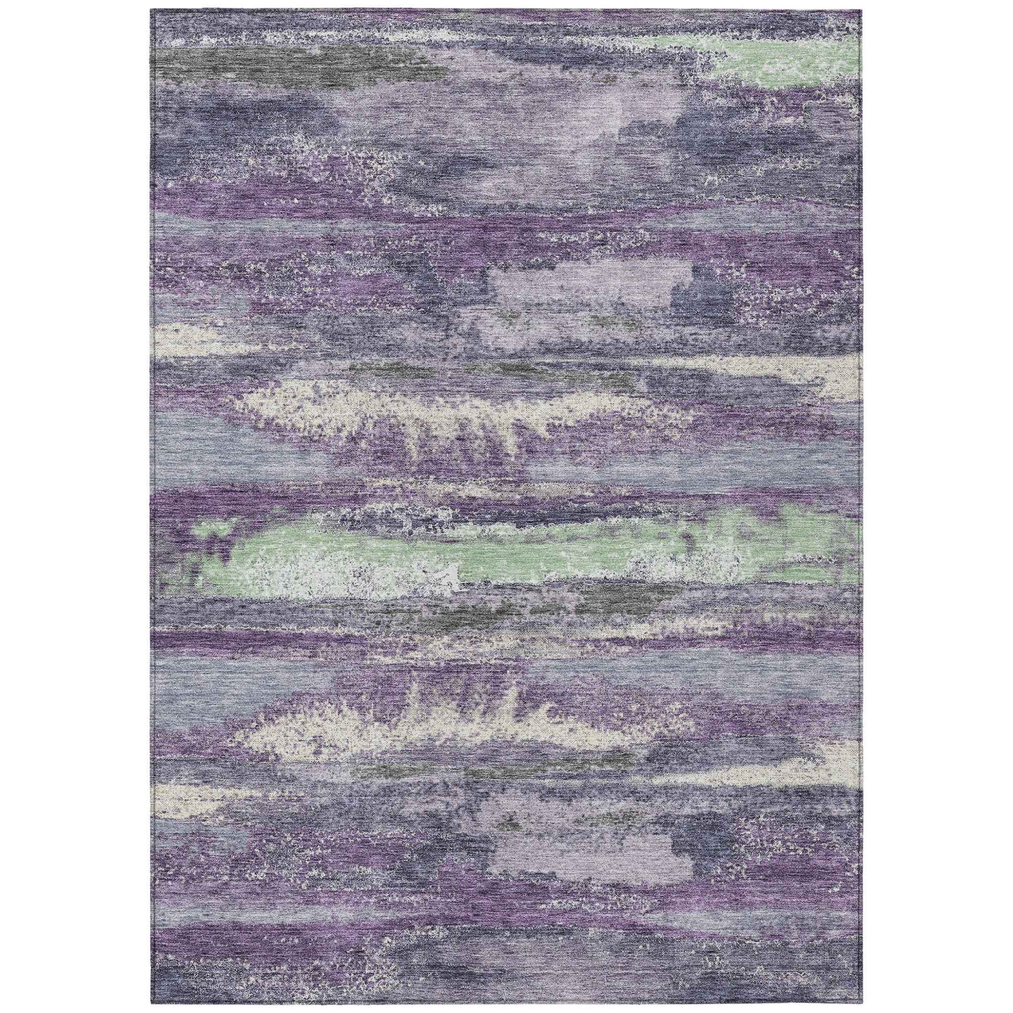 8' X 10' Purple And Lavender Abstract Washable Indoor Outdoor Area Rug
