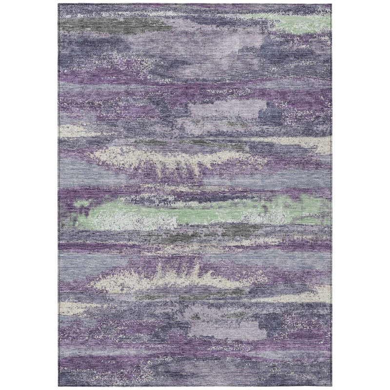 8' X 10' Purple And Lavender Abstract Washable Indoor Outdoor Area Rug
