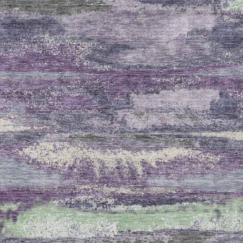 3' X 5' Purple And Lavender Abstract Washable Indoor Outdoor Area Rug