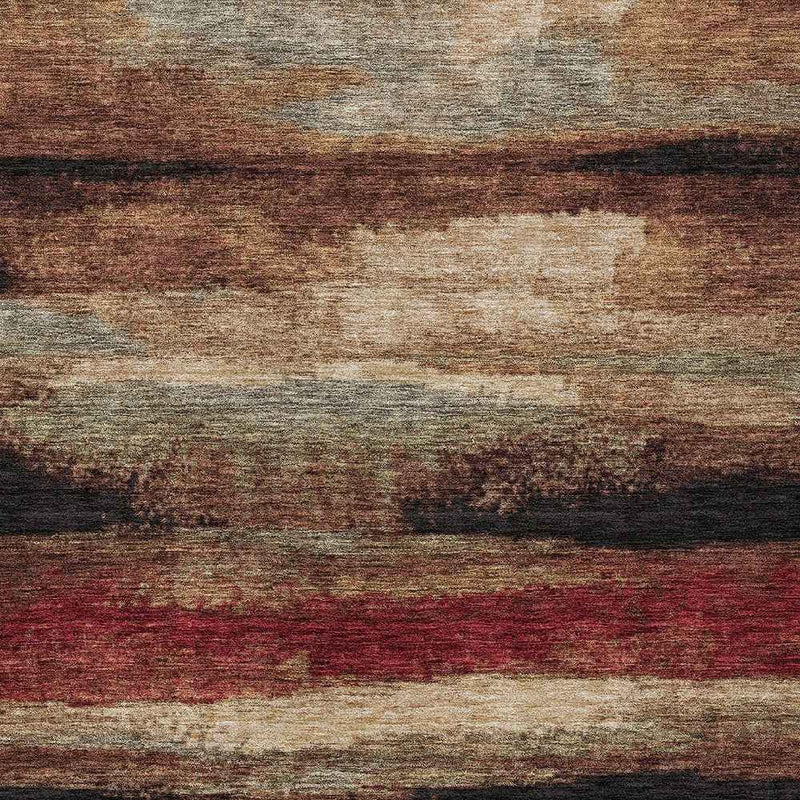 10' X 14' Brown Beige And Burgundy Abstract Washable Indoor Outdoor Area Rug